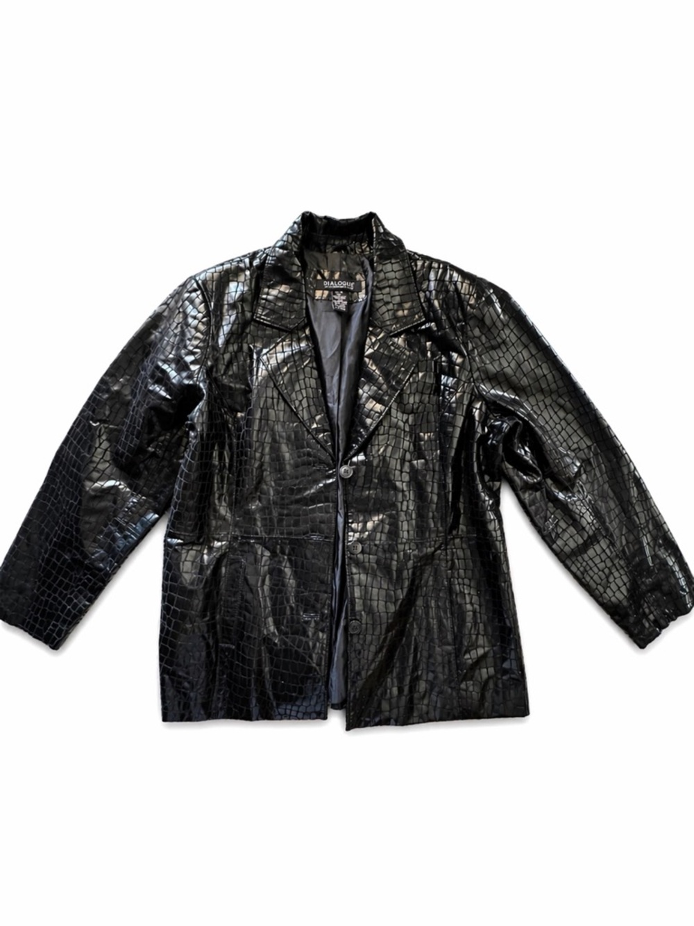Black Croc leather Oversized Jacket - Women - Picture 2 of 5